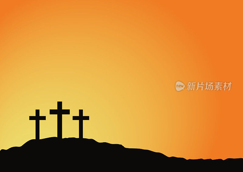 Crosses Of Calvary With Victory Sunrise Background